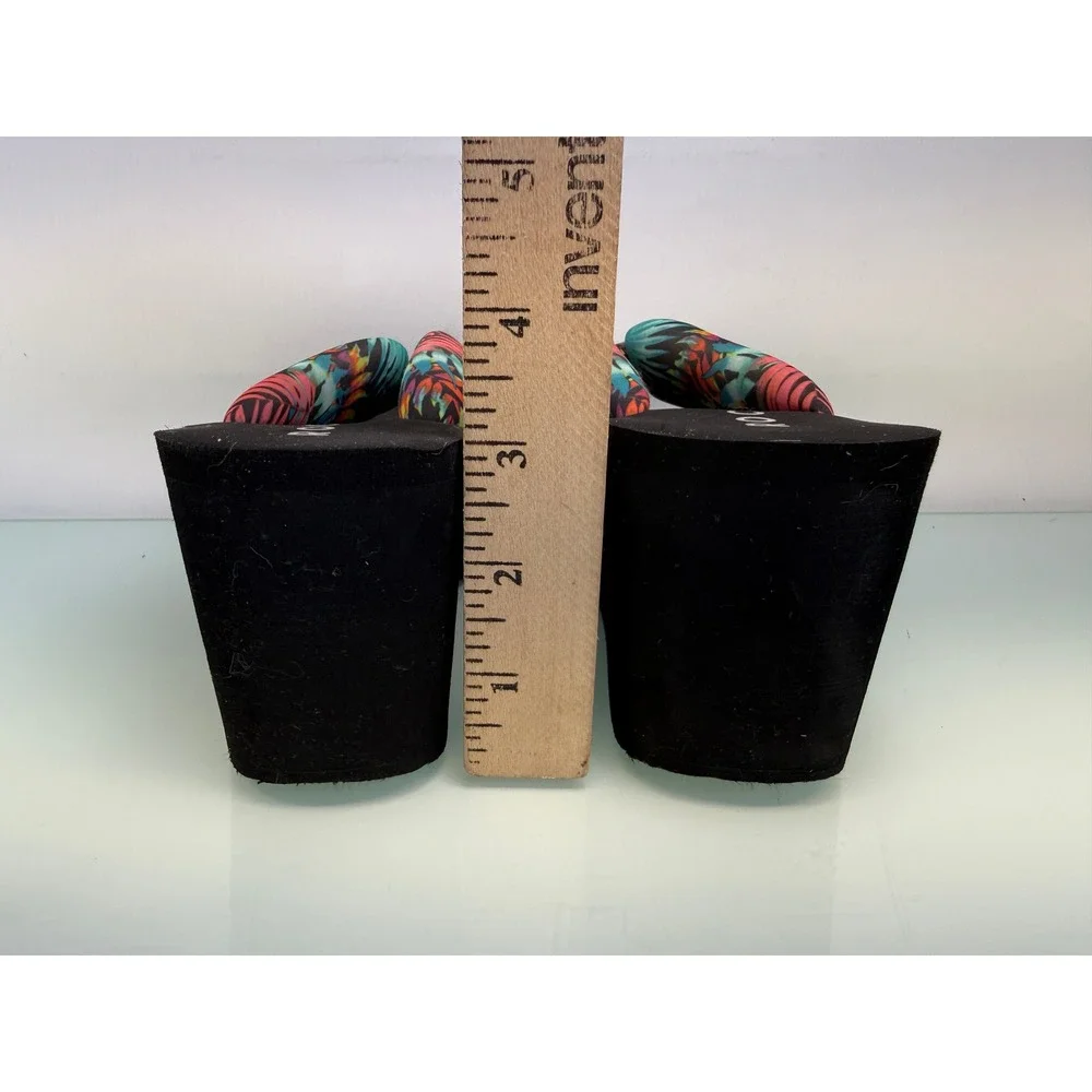Rocket Dog Platform Flip Flop Sandals Women 6 Black Tropical Y2K Chunky Slides